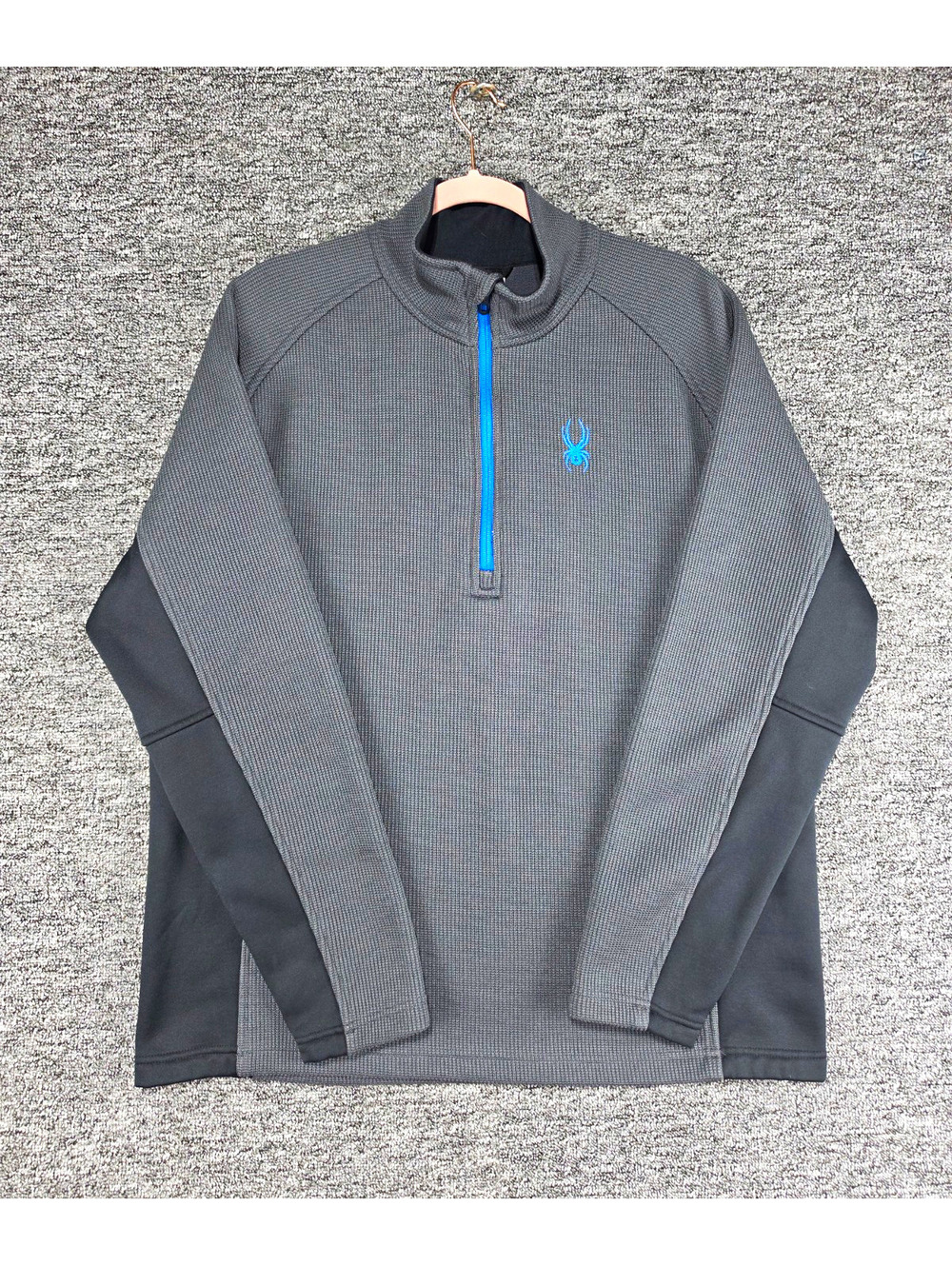 Spyder Active Sports 1/4 Zip Mock Neck Pullover Men's Gray Long Sleeve XL